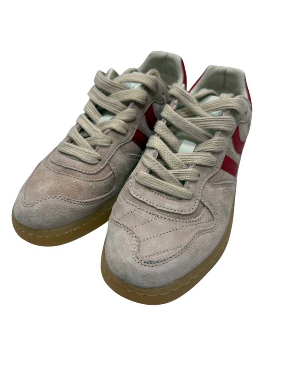 NWOB Coolway Goal Suede Retro Court Sneakers -Marshmallow/Red- size 7.5 US/ 38EU - Picture 3 of 11